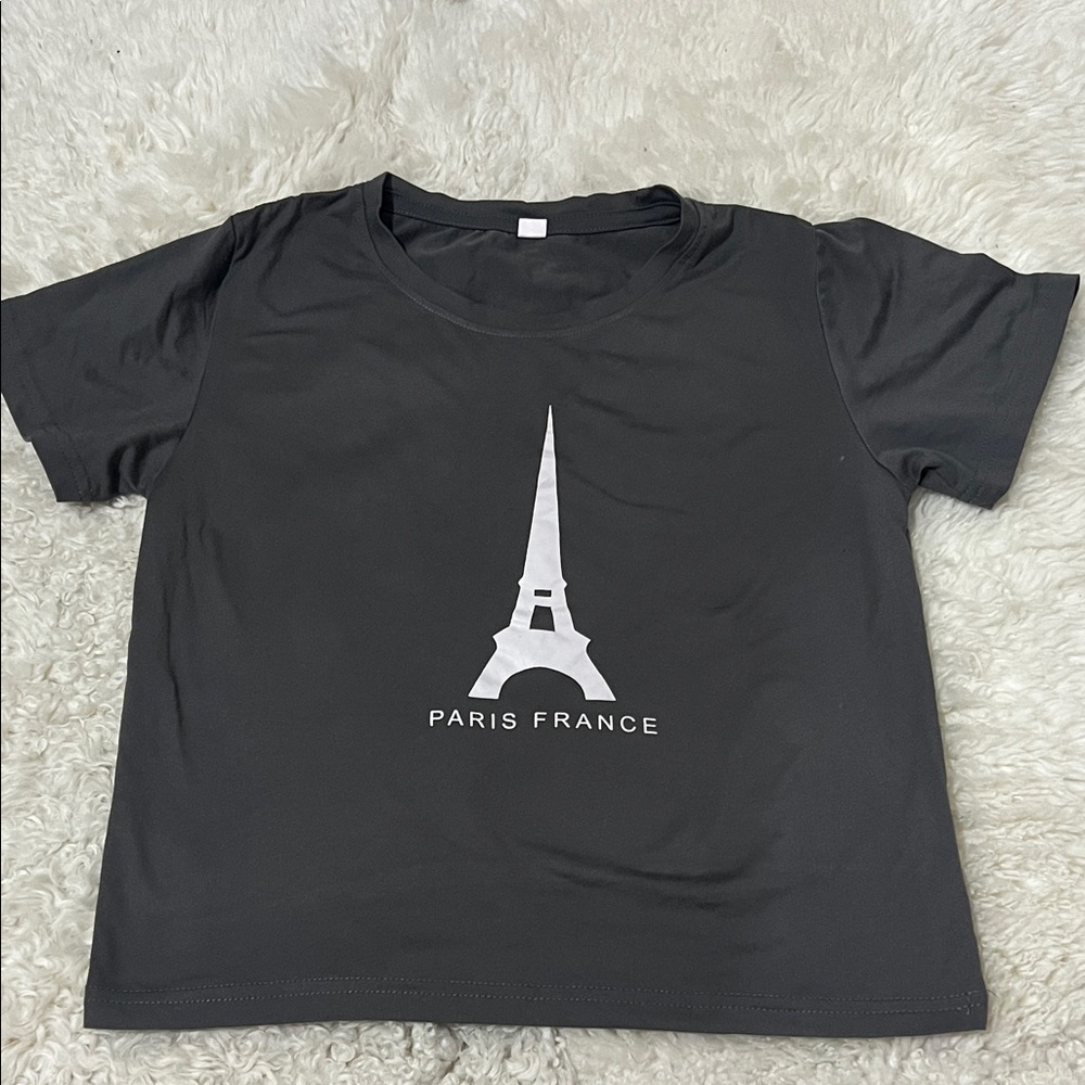 Worn Once! - Kids Dark Gray  Paris France Eiffel T-Shirt 9 Yrs